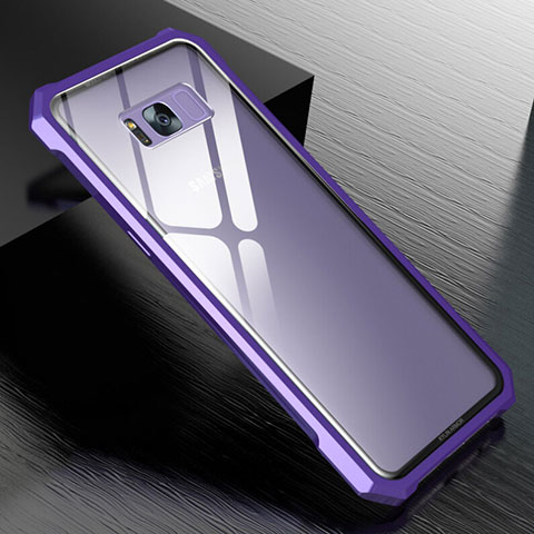 Custodia Lusso Alluminio Laterale Specchio 360 Gradi Cover M01 per Samsung Galaxy S8 Viola