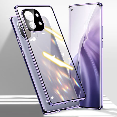 Custodia Lusso Alluminio Laterale Specchio 360 Gradi Cover M01 per Xiaomi Mi 11 5G Viola