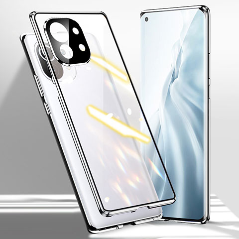 Custodia Lusso Alluminio Laterale Specchio 360 Gradi Cover M01 per Xiaomi Mi 11 Lite 4G Argento