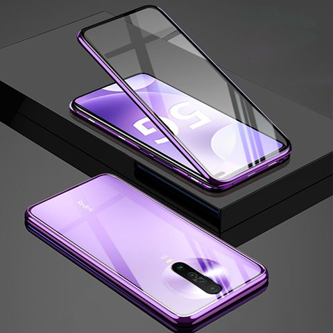 Custodia Lusso Alluminio Laterale Specchio 360 Gradi Cover M01 per Xiaomi Poco X2 Viola