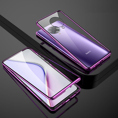 Custodia Lusso Alluminio Laterale Specchio 360 Gradi Cover M01 per Xiaomi Redmi K30 Pro 5G Viola