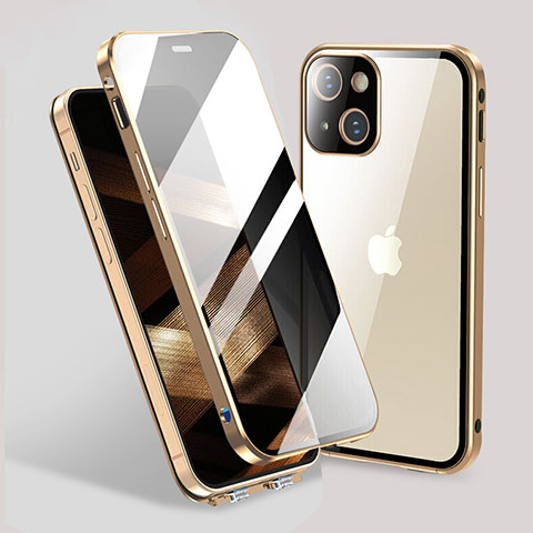 Custodia Lusso Alluminio Laterale Specchio 360 Gradi Cover M02 per Apple iPhone 15 Oro