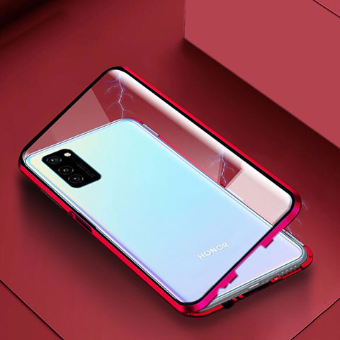 Custodia Lusso Alluminio Laterale Specchio 360 Gradi Cover M02 per Huawei Honor V30 Pro 5G Rosso