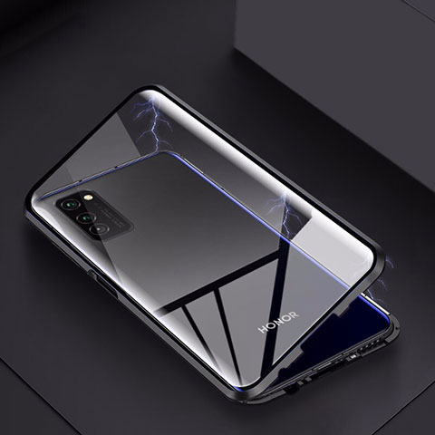 Custodia Lusso Alluminio Laterale Specchio 360 Gradi Cover M02 per Huawei Honor View 30 Pro 5G Nero