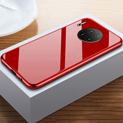 Custodia Lusso Alluminio Laterale Specchio 360 Gradi Cover M02 per Huawei Mate 30 Rosso