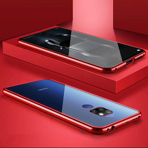 Custodia Lusso Alluminio Laterale Specchio 360 Gradi Cover M02 per Huawei Nova 5i Pro Rosso