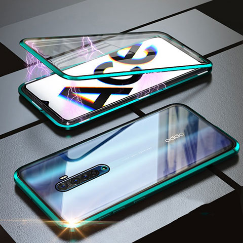 Custodia Lusso Alluminio Laterale Specchio 360 Gradi Cover M02 per Oppo Reno Ace Verde