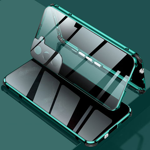 Custodia Lusso Alluminio Laterale Specchio 360 Gradi Cover M02 per Samsung Galaxy S24 5G Verde