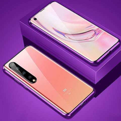 Custodia Lusso Alluminio Laterale Specchio 360 Gradi Cover M02 per Xiaomi Mi 10 Pro Viola