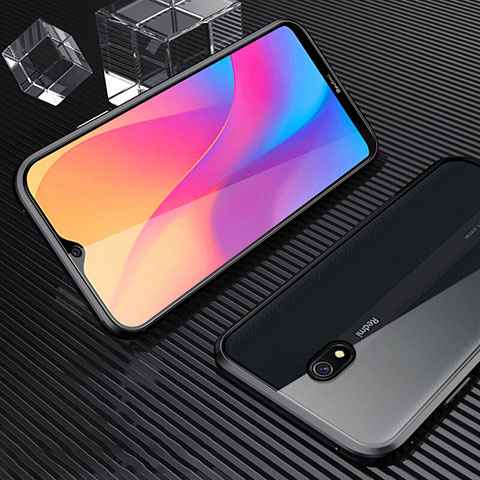 Custodia Lusso Alluminio Laterale Specchio 360 Gradi Cover M02 per Xiaomi Redmi 8A Nero