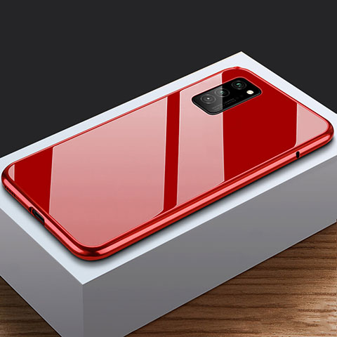 Custodia Lusso Alluminio Laterale Specchio 360 Gradi Cover M03 per Huawei Honor V30 5G Rosso