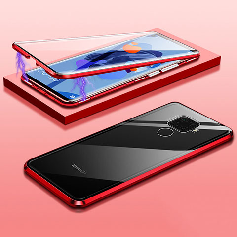 Custodia Lusso Alluminio Laterale Specchio 360 Gradi Cover M03 per Huawei Nova 5i Pro Rosso