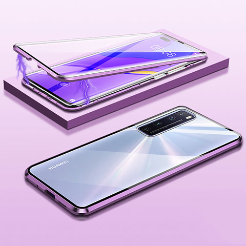 Custodia Lusso Alluminio Laterale Specchio 360 Gradi Cover M03 per Huawei Nova 7 Pro 5G Viola