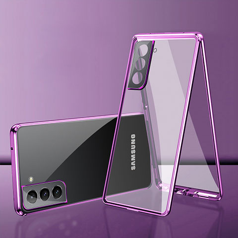 Custodia Lusso Alluminio Laterale Specchio 360 Gradi Cover M03 per Samsung Galaxy S25 5G Viola