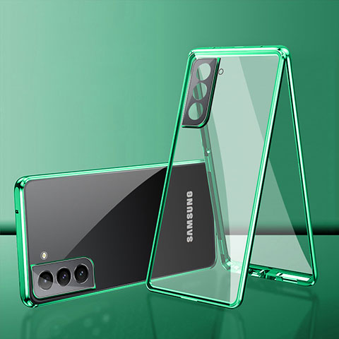 Custodia Lusso Alluminio Laterale Specchio 360 Gradi Cover M03 per Samsung Galaxy S25 Plus 5G Verde