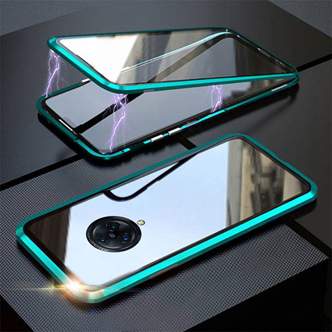 Custodia Lusso Alluminio Laterale Specchio 360 Gradi Cover M03 per Vivo Nex 3 Verde