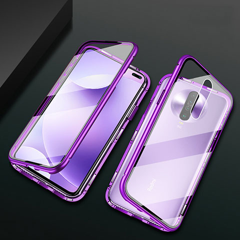 Custodia Lusso Alluminio Laterale Specchio 360 Gradi Cover M03 per Xiaomi Redmi K30 4G Viola