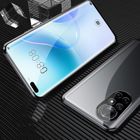 Custodia Lusso Alluminio Laterale Specchio 360 Gradi Cover M04 per Huawei Nova 8 Pro 5G Nero