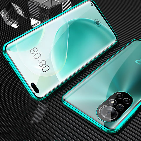 Custodia Lusso Alluminio Laterale Specchio 360 Gradi Cover M04 per Huawei Nova 8 Pro 5G Verde