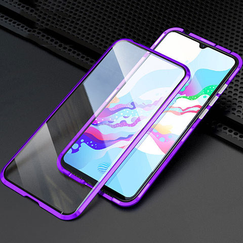 Custodia Lusso Alluminio Laterale Specchio 360 Gradi Cover M04 per Oppo A9 (2020) Viola