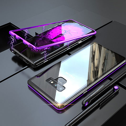 Custodia Lusso Alluminio Laterale Specchio 360 Gradi Cover M04 per Samsung Galaxy Note 9 Viola