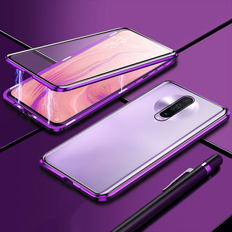 Custodia Lusso Alluminio Laterale Specchio 360 Gradi Cover M04 per Xiaomi Poco X2 Viola