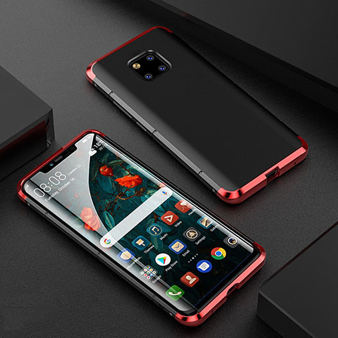 Custodia Lusso Alluminio Laterale Specchio 360 Gradi Cover M05 per Huawei Mate 20 Pro Rosso