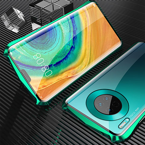 Custodia Lusso Alluminio Laterale Specchio 360 Gradi Cover M05 per Huawei Mate 30E Pro 5G Verde