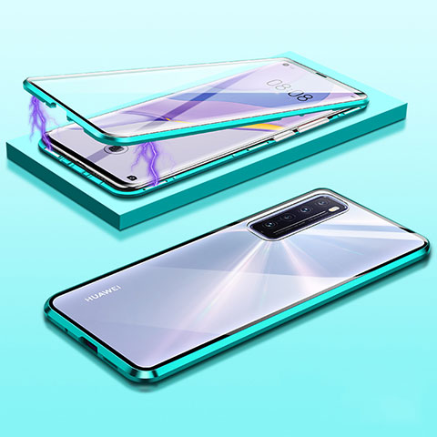 Custodia Lusso Alluminio Laterale Specchio 360 Gradi Cover M05 per Huawei Nova 7 5G Verde