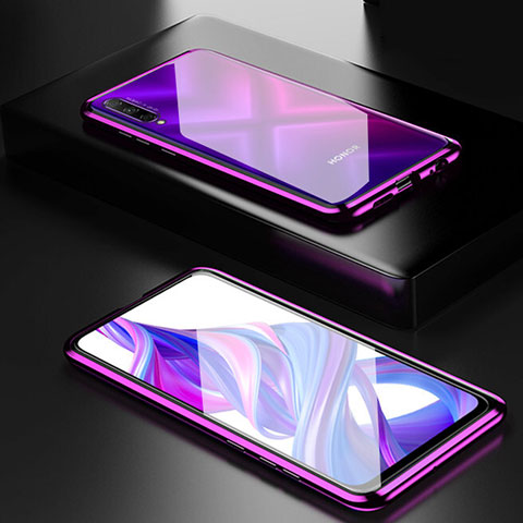 Custodia Lusso Alluminio Laterale Specchio 360 Gradi Cover M05 per Huawei P Smart Pro (2019) Viola