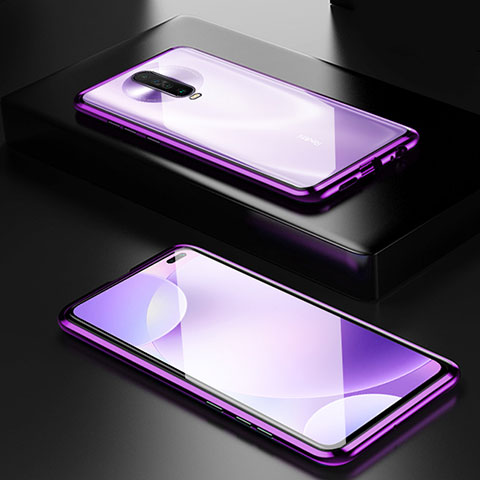 Custodia Lusso Alluminio Laterale Specchio 360 Gradi Cover M05 per Xiaomi Redmi K30 4G Viola