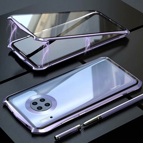 Custodia Lusso Alluminio Laterale Specchio 360 Gradi Cover M06 per Huawei Mate 30 Pro Viola