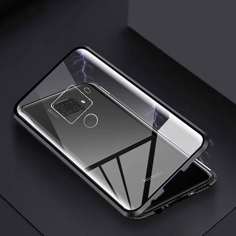Custodia Lusso Alluminio Laterale Specchio 360 Gradi Cover M07 per Huawei Nova 5i Pro Nero