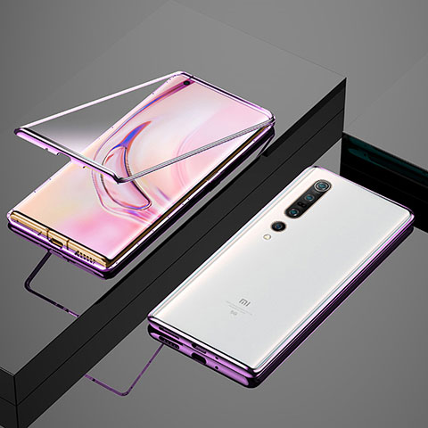 Custodia Lusso Alluminio Laterale Specchio 360 Gradi Cover M07 per Xiaomi Mi 10 Pro Viola