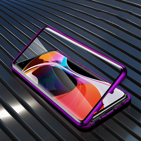 Custodia Lusso Alluminio Laterale Specchio 360 Gradi Cover M07 per Xiaomi Mi 10 Viola