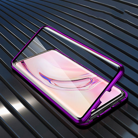 Custodia Lusso Alluminio Laterale Specchio 360 Gradi Cover M08 per Xiaomi Mi 10 Pro Viola