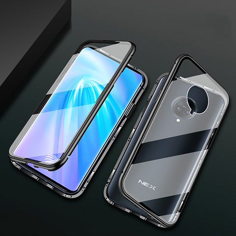 Custodia Lusso Alluminio Laterale Specchio 360 Gradi Cover M10 per Vivo Nex 3 Nero