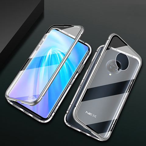 Custodia Lusso Alluminio Laterale Specchio 360 Gradi Cover M10 per Vivo Nex 3S Argento