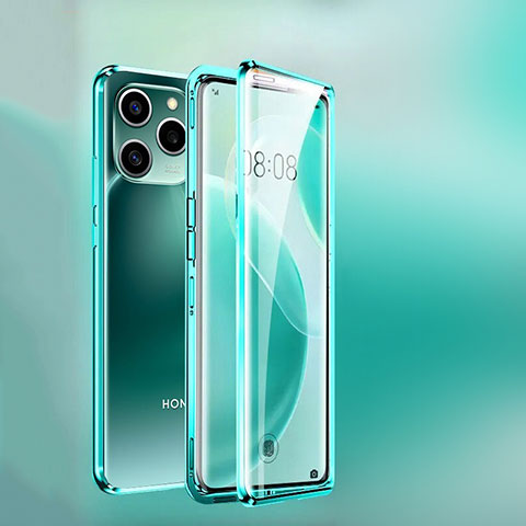 Custodia Lusso Alluminio Laterale Specchio 360 Gradi Cover P01 per Huawei Honor 60 SE 5G Verde