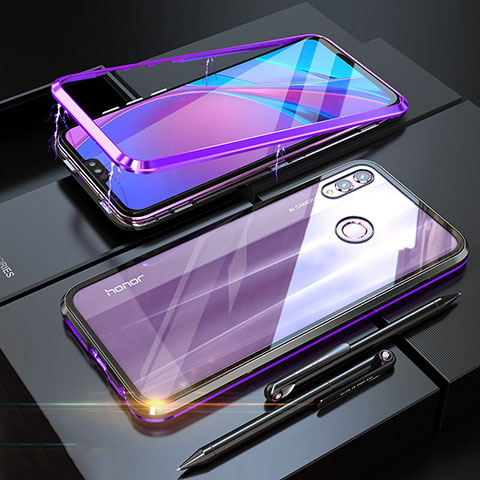 Custodia Lusso Alluminio Laterale Specchio 360 Gradi Cover P01 per Huawei Honor V10 Lite Viola