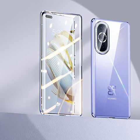 Custodia Lusso Alluminio Laterale Specchio 360 Gradi Cover P01 per Huawei Nova 10 Pro Viola