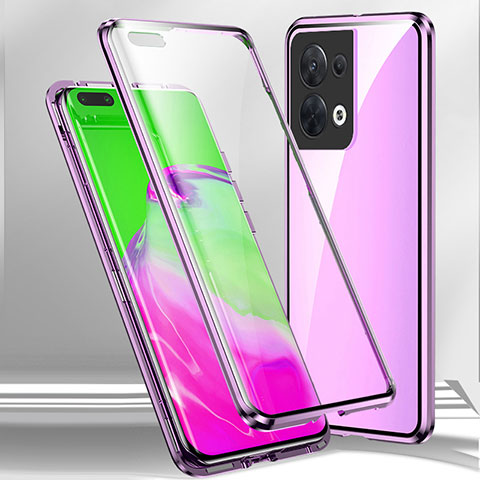 Custodia Lusso Alluminio Laterale Specchio 360 Gradi Cover P01 per OnePlus Ace 2V 5G Viola