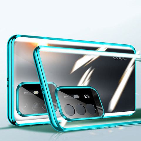 Custodia Lusso Alluminio Laterale Specchio 360 Gradi Cover P01 per Oppo F19 Pro+ Plus 5G Verde