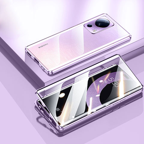 Custodia Lusso Alluminio Laterale Specchio 360 Gradi Cover P01 per Xiaomi Civi 2 5G Viola