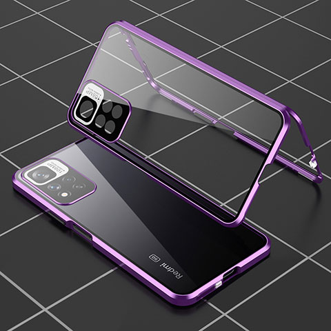 Custodia Lusso Alluminio Laterale Specchio 360 Gradi Cover P01 per Xiaomi Mi 11i 5G (2022) Viola