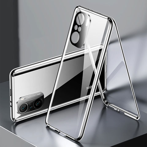 Custodia Lusso Alluminio Laterale Specchio 360 Gradi Cover P01 per Xiaomi Poco F3 5G Nero