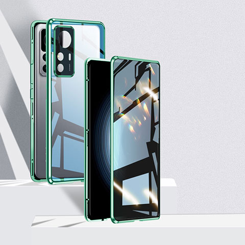 Custodia Lusso Alluminio Laterale Specchio 360 Gradi Cover P01 per Xiaomi Redmi K50 Ultra 5G Verde