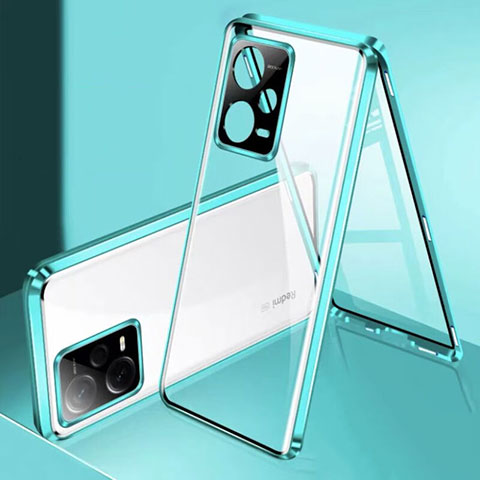 Custodia Lusso Alluminio Laterale Specchio 360 Gradi Cover P01 per Xiaomi Redmi Note 12 Explorer Verde