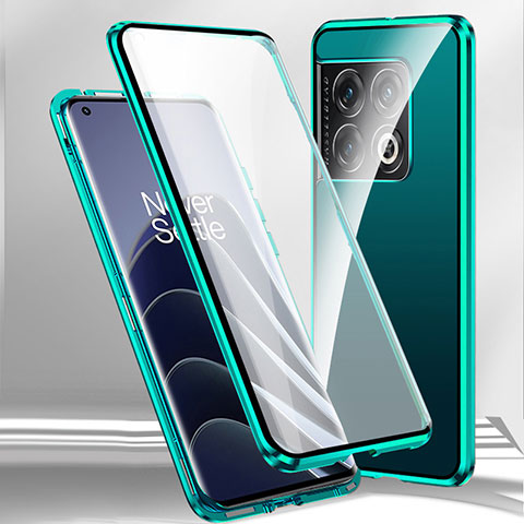 Custodia Lusso Alluminio Laterale Specchio 360 Gradi Cover P02 per OnePlus 11R 5G Verde