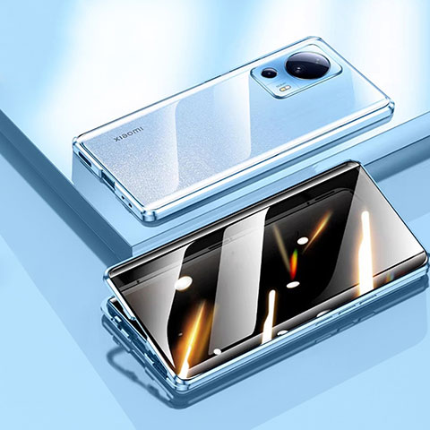 Custodia Lusso Alluminio Laterale Specchio 360 Gradi Cover P02 per Xiaomi Mi 12 Lite NE 5G Blu